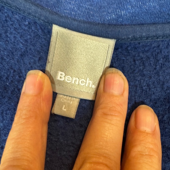 Bench Full Zip Sweatshirt Mens Size Large Blue Mock Neck Preppy Skater - Picture 3 of 5